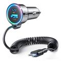 Joyroom JR-CL07 3-i-1 kablet hurtigbilladere 72W - USB-C, USB-A - Svart