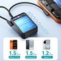 Joyroom JR-PC1 10000mAh powerbank med innebygde USB-C- og Lightning-kabler - svart
