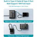 Joyroom JR-PC1 10000mAh powerbank med innebygde USB-C- og Lightning-kabler - svart