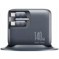 Joyroom JR-TRD01 Podix 140W GaN-bordlader med uttrekkbare USB-C-kabler - grå