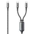 Joyroom S-A57 USB-C til 2x USB-C ladekabel - 100 W, 1.5m - grå