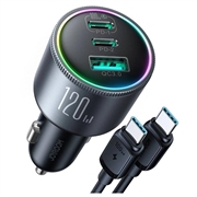 Joyroom kraftig 3-ports PD QC-billader inkl. 1.2m USB-C-kabel - 145W - mørkegrå