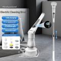K-109 trådløs elektrisk rengjøringsbørste med 4 børstehoder og 3 hastigheter - grå