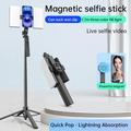 K06 Magnetisk Bluetooth-selfiestang med to arbeidslys - 170cm - svart