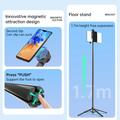 K06 Magnetisk Bluetooth-selfiestang med to arbeidslys - 170cm - svart