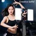 K06 Magnetisk Bluetooth-selfiestang med to arbeidslys - 170cm - svart