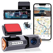 K19 dobbel dashcam i 4K Ultra HD med GPS og Wi-Fi - svart