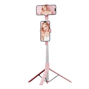 K50 dobbel telefonklips Bluetooth selfiestangstativ med fjernkontroll