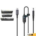 K595-34 USB-C/DC-strømkabel 140W – 34 adaptere, digitalt display – 1.5m – svart