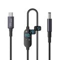 K595 USB-C/DC-strømkabel 140W – digitalt display, 6-trinns spenningsjustering – 1.5m – svart