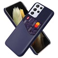 KSQ Samsung Galaxy S21 Ultra 5G Deksel med Kort Lomme - Blå