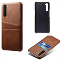OnePlus Nord KSQ Belagt Plast Deksel med Kortlommer - Brun