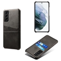 Samsung Galaxy S22 5G KSQ Belagt Plast Deksel med Kortlommer - Svart