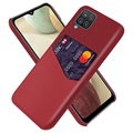 KSQ Samsung Galaxy A12 Deksel med Kort Lomme - Rød