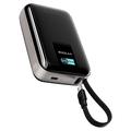 KUULAA KL-YD120 20000mAh powerbank med TFT-skjerm og innebygd USB-C-kabel - 45W - grå