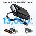 KUULAA KL-YD120 20000mAh powerbank med TFT-skjerm og innebygd USB-C-kabel - 45W - grå