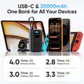 KUULAA KL-YD120 20000mAh powerbank med TFT-skjerm og innebygd USB-C-kabel - 45W - grå