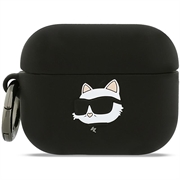 AirPods Pro 3 Karl Lagerfeld Choupette Head 3D-etui i silikon - svart