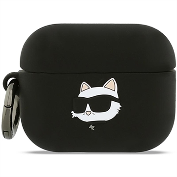 AirPods Pro 3 Karl Lagerfeld Choupette Head 3D-etui i silikon - svart