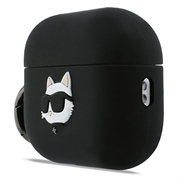AirPods Pro 3 Karl Lagerfeld Choupette Head 3D-etui i silikon - svart