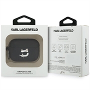 AirPods Pro 3 Karl Lagerfeld Choupette Head 3D-etui i silikon - svart