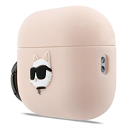 AirPods Pro 3 Karl Lagerfeld Choupette Head 3D-etui i silikon - Rosa