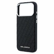 iPhone 18 Pro/17 Pro Karl Lagerfeld Grained Allover Logo Metal Avlangt MagSafe-deksel