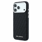 iPhone 18 Pro/17 Pro Karl Lagerfeld Grained Allover Logo Metal Avlangt MagSafe-deksel