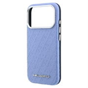 iPhone 18 Pro/17 Pro Karl Lagerfeld Grained Allover Logo Metal Avlangt MagSafe-deksel - blå