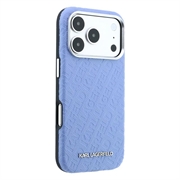 iPhone 18 Pro/17 Pro Karl Lagerfeld Grained Allover Logo Metal Avlangt MagSafe-deksel - blå