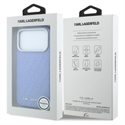 iPhone 18 Pro/17 Pro Karl Lagerfeld Grained Allover Logo Metal Avlangt MagSafe-deksel - blå