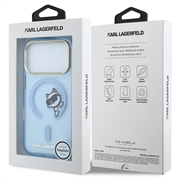 iPhone 18 Pro Karl Lagerfeld IML Choupette Peekaboo Logo magnetisk-deksel - Blå