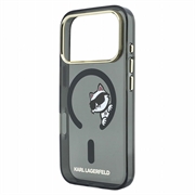iPhone 18 Pro Max Karl Lagerfeld IML Choupette Peekaboo Logo magnetisk-deksel - Svart