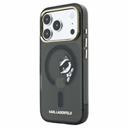 iPhone 18 Pro Max Karl Lagerfeld IML Choupette Peekaboo Logo magnetisk-deksel - Svart