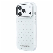 iPhone 18 Pro Max/17 Pro Max Karl Lagerfeld IML-strass over hele overflaten/galvanisert logo hybrid-deksel - hvit