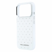 iPhone 18 Pro Max/17 Pro Max Karl Lagerfeld IML-strass over hele overflaten/galvanisert logo hybrid-deksel - hvit