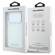 iPhone 18 Pro/17 Pro Karl Lagerfeld IML-strass over hele overflaten/galvanisert logo hybrid-deksel - hvit