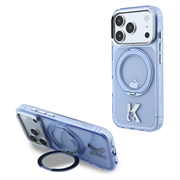 iPhone 18 Pro/17 Pro Karl Lagerfeld IML Ring Stand 360 Kameo Metal MagSafe-deksel - Lysblå