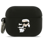 AirPods Pro 3 Karl Lagerfeld Karl & Choupette 3D silikonetui - svart