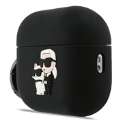 AirPods Pro 3 Karl Lagerfeld Karl & Choupette 3D silikonetui - svart