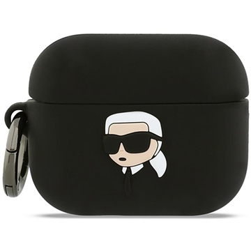 AirPods Pro 3 Karl Lagerfeld Karl Head 3D Silikondeksel - Svart