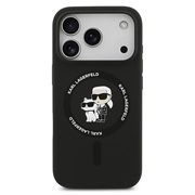 iPhone 18 Pro Karl Lagerfeld Karl and Choupette MagSafe-deksel i flytende silikon - Svart