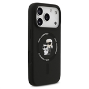 iPhone 18 Pro Karl Lagerfeld Karl and Choupette MagSafe-deksel i flytende silikon - Svart