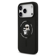iPhone 18 Pro Max Karl Lagerfeld Karl and Choupette MagSafe-deksel i flytende silikon - Svart
