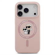 iPhone 18 Pro Max Karl Lagerfeld Karl and Choupette MagSafe-deksel i flytende silikon - Rosa