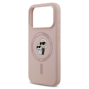 iPhone 18 Pro Max Karl Lagerfeld Karl and Choupette MagSafe-deksel i flytende silikon - Rosa