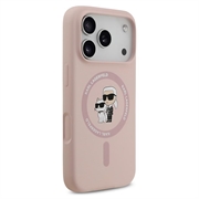 iPhone 18 Pro Max Karl Lagerfeld Karl and Choupette MagSafe-deksel i flytende silikon - Rosa