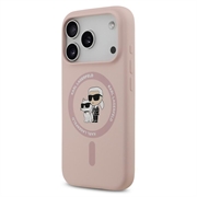 iPhone 18 Pro Karl Lagerfeld Karl and Choupette MagSafe-deksel i flytende silikon - Rosa