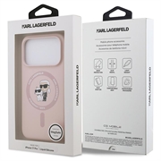 iPhone 18 Pro Karl Lagerfeld Karl and Choupette MagSafe-deksel i flytende silikon - Rosa