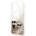 Karl Lagerfeld Liquid Glitter Karl & Choupette iPhone 13 Pro Deksel - Gull